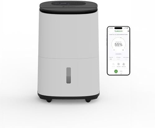 MeacoDry Arete Two 10L dehumidifier showing the digital control panel and sleek white design.